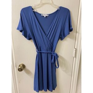 Blue v neck dress